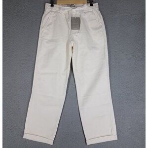 NEW Everlane Organic Cotton Pants Men's Small Ivory Canvas Pull On Textured 28"